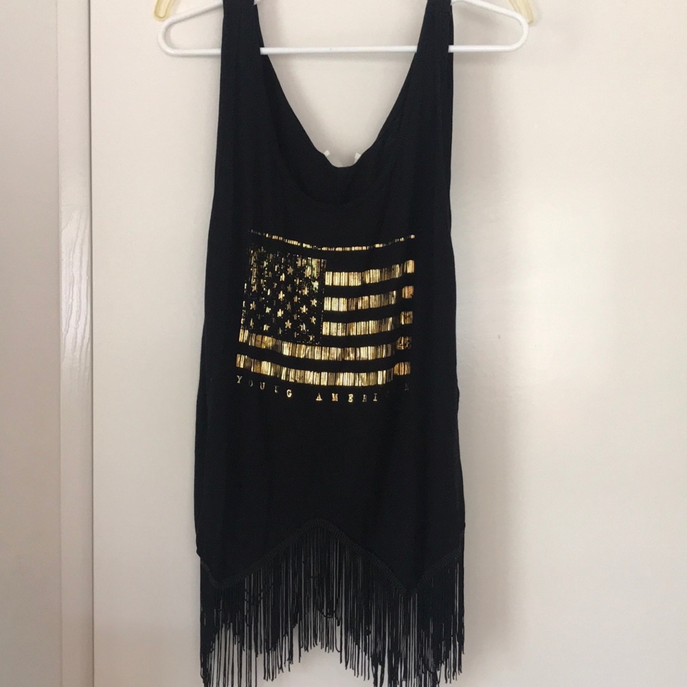 Black Fringe Crop Top